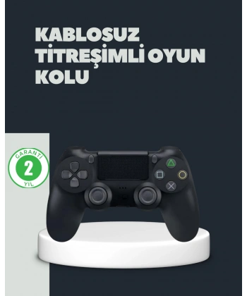 Kablosuz Titreşimli Oyun Kolu – PS4 Uyumlu Ergonomik Tasarım ve Uzun Pil Ömrü