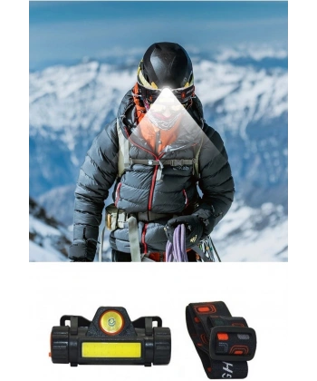 Kafa Lambası - 8 Saat Dayanıklı Şarjlı Sensörlü Mıknatıslı - Kamp - Balıkçılık- Acil Durum Feneri