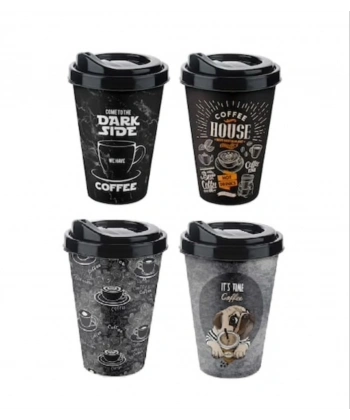 Kahve Bardağı - Kapaklı Desenli 650ML