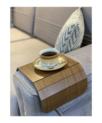 Kahverengi Koltuk Kenarı Ahşap Kaymaz Tepsi