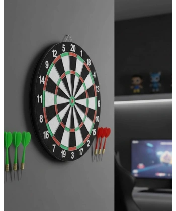 Kaliteli Ahşap Dart Tahtası 12 İnç  4 Dart Ok Seti