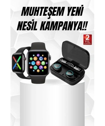 Kaliteli Akıllı Saat ve Kaliteli Bluetooth Kulaklık ANC Özelliği Uzun Pil Ömrü