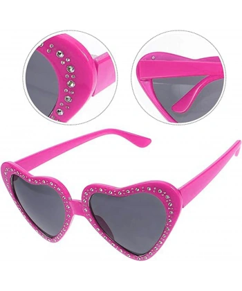 Kalp Şekilli Taşlı Parti Gözlüğü Pembe Renk 6x16 cm