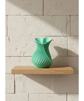 Kalpli Turkuaz Dekoratif Vazo 24 cm Modern Şık Tasarım