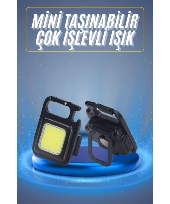 Kamp Çadır Lambası Şarjlı El Feneri Işıldak Anahtarlık Mini Mıknatıslı