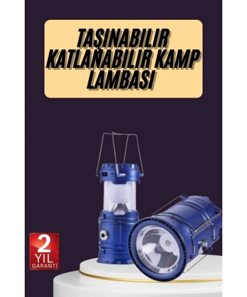 Kamp Feneri Şarj Edilebilir Güneş Enerjili Işıldak USB Şarjlı