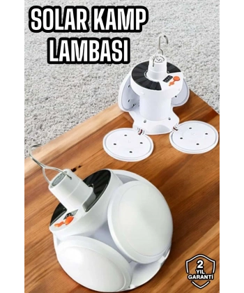 Kamp Lambası Işıldak Beyaz Işık Güneş Enerjili Solar Aydınlatma 5 Kanatlı Katlanabilir