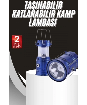 Kamp Lambası Solar Şarjlı Kızaklı Kamp Feneri Led Lamba Işıldak