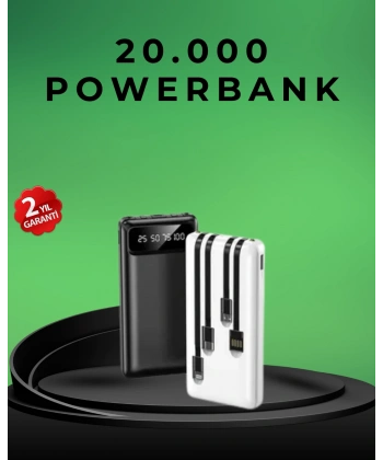 Kamp ve Seyahat İçin 20.000mAh LED Işıklı Hızlı Şarj Powerbank