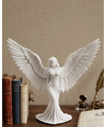 Kanatlı Melek Figürü 3D Baskı Dekoratif Heykel Biblo Ev Ofis Aksesuarı
