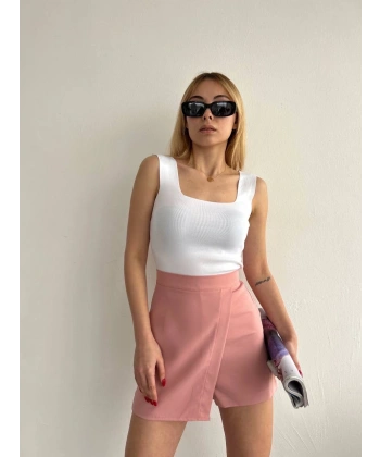 Kapaklı şort etek pudra s208