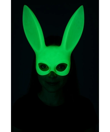 Karanlıkta Parlayan Fosforlu Tavşan Maskesi – Glow Bunny Masquerade Maske (32x22 cm)