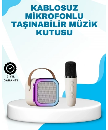 Karaoke Mikrofon Hoparlör Seti Bluetooth Kablosuz Taşınabilir