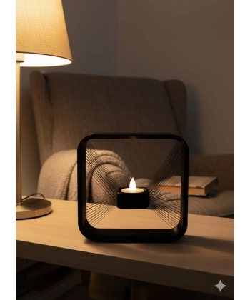 Kare Askılı Mumluk Duvara Asılan Şık Dekoratif Mumluk 16×16 cm