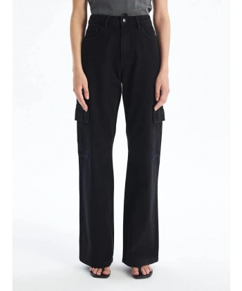 Kargo cep jeans pantolon siyah
