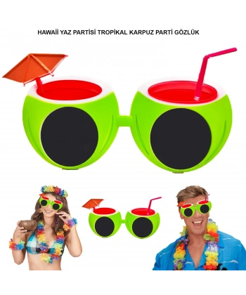 Karpuz Şekilli Tropikal Hawaii Yaza Merhaba Parti Gözlüğü