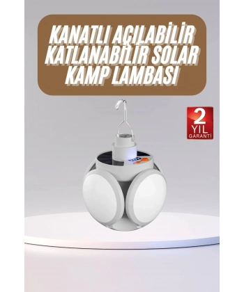 Katlanabilir Askılı Kamp Lambası 5 Kanatlı Pratik Güneş Enerjili