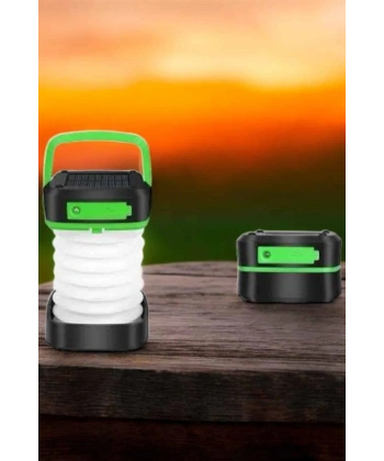 Katlanabilir Kamp Lambası Solar Fener Görünümlü 3 Kademeli Şarjlı