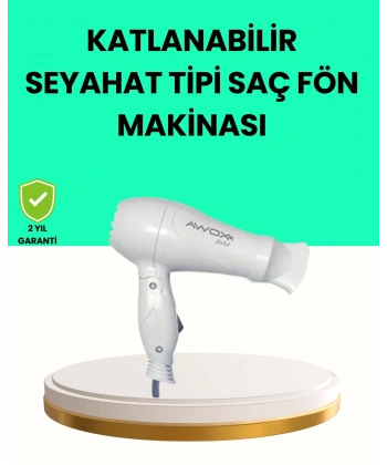 Katlanabilir Seyahat Tipi Saç Kurutma Makinesi Çift Kademeli Ayar