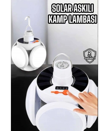 Katlanabilir Taşınabilir Kamp Lambası Işıldak Beyaz Işık Güneş Enerjili Solar Aydınlatma