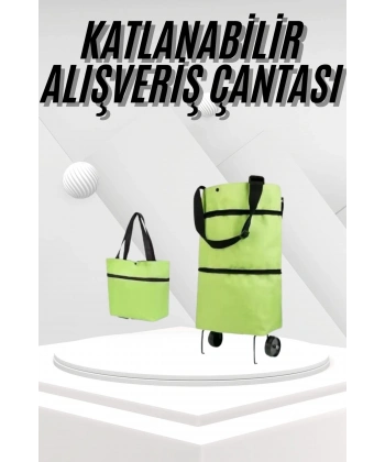 Katlanabilir Tekerlekli Pazar Market Çarşı Arabası Market Alışveriş Çantası