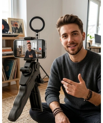 Katlanabilir Telefon Standı Mini Tripod Masaüstü Video Çekim Tutucu