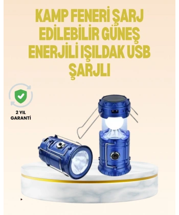 Katlanabilir USB Çıkışlı Kamp Feneri – Şarj Edilebilir, Dayanıklı ve Çok Fonksiyonlu