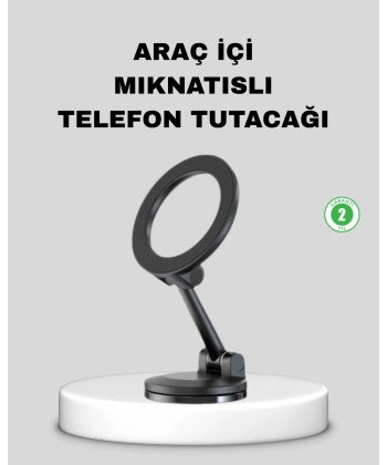 Katlanır Manyetik Araç İçi Telefon Tutucu – 360° Dönebilen, MagSafe Uyumlu, Güçlü Mıknatıslı Tasarım
