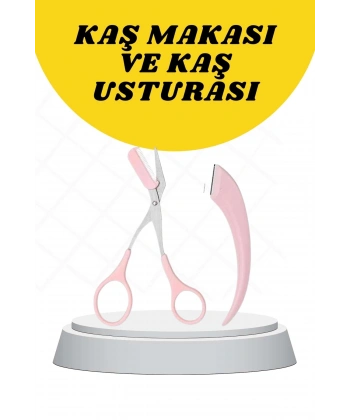 Kavisli Kaş Düzeltici Seti Kaş Makası ve Kaş Usturası Paslanmaz Çelik Bıçaklı