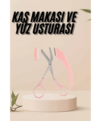Kavisli Kaş Kirpik Düzeltici Bıyık Alma Taraklı Kaş Makası Yüz Bakım Seti Makas