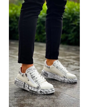 KB-02  Kuback Bağcıklı Crocodile Beyaz Gazete Günlük Erkek Ayakkabı