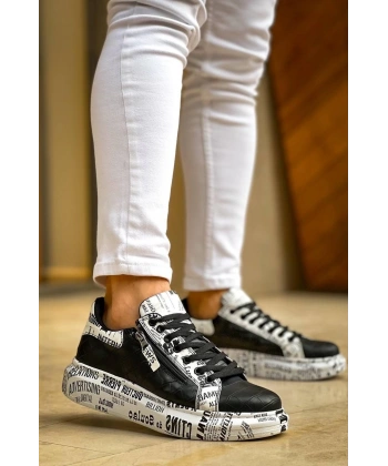 KB-02  Kuback Bağcıklı Crocodile Siyah Gazete Günlük Erkek Ayakkabı