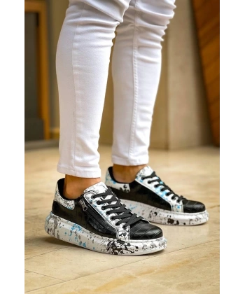 KB-02  Kuback Bağcıklı Crocodile Siyah Mavi Günlük Erkek Ayakkabı