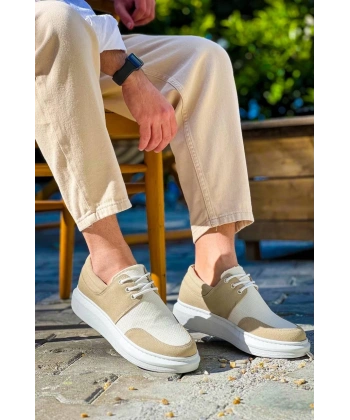 KB-042  Kuback Bağcıklı Bej Günlük Erkek Ayakkabı