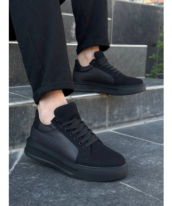 KB-046 Kuback Siyah Paraşüt Siyah Yüksek Taban Günlük Spor Ayakkabı