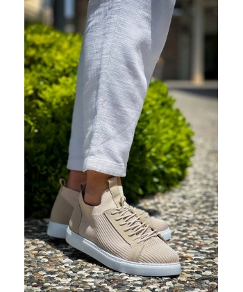 KB-112   Kuback Bej Triko Bağcıklı  Günlük Erkek  Ayakkabı