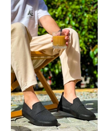 KB-114  Kuback Siyah Triko Siyah  Yüksek Taban Bağcıksız Günlük Erkek Ayakkabı