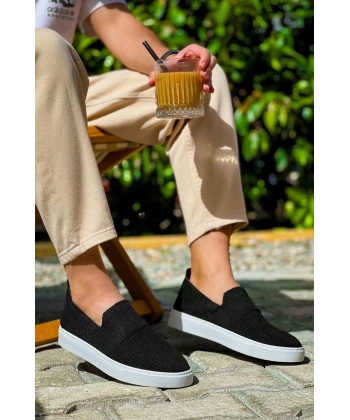 KB-114  Kuback Siyah Triko Yüksek Taban Bağcıksız Günlük Erkek Ayakkabı