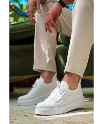 KB-116 Kuback Beyaz Bağcıklı Triko Günlük Erkek Ayakkabı