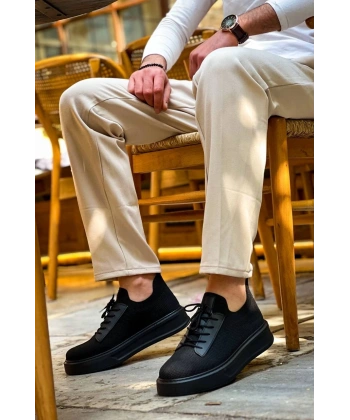 KB-116 Kuback Siyah Siyah Taban Bağcıklı Triko Günlük Erkek Ayakkabı