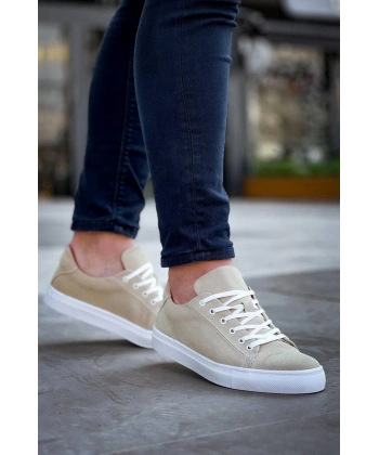 KB-122   Kuback Bej Süet Yüksek Taban Bağcıklı Günlük Erkek Ayakkabı