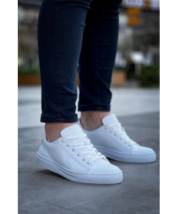 KB-122  Kuback Beyaz Cilt Yüksek Taban Bağcıklı Günlük Erkek Ayakkabı