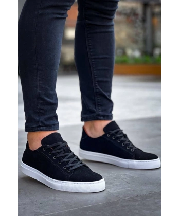 KB-122   Kuback Siyah Süet Yüksek Taban Bağcıklı Günlük Erkek Ayakkabı