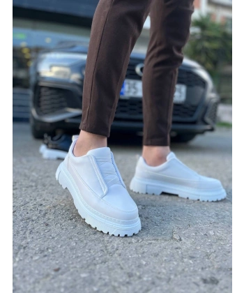 KB-703 Kuback Beyaz Cilt Lastikli Günlük Erkek Ayakkabı