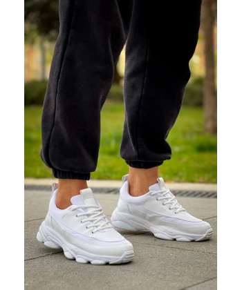 KB-707  Kuback  Beyaz Cilt Yüksek Taban Bağcıklı Günlük Erkek Ayakkabı