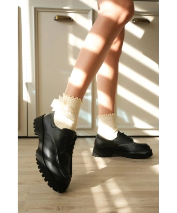 KB-KX6 Kuback Kömür Cilt Bağcıklı Günlük Unisex Ayakkabı