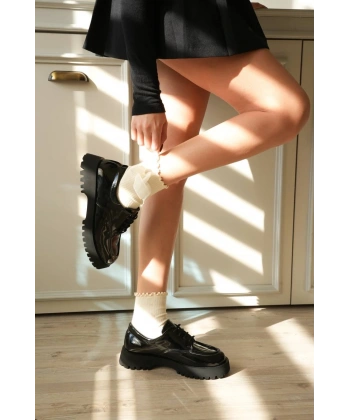 KB-KX6 Kuback Kömür Rugan Bağcıklı Günlük Unisex Ayakkabı