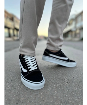 KB-V1 Kuback Siyah Beyaz Detaylı Günlük Erkek Ayakkabı