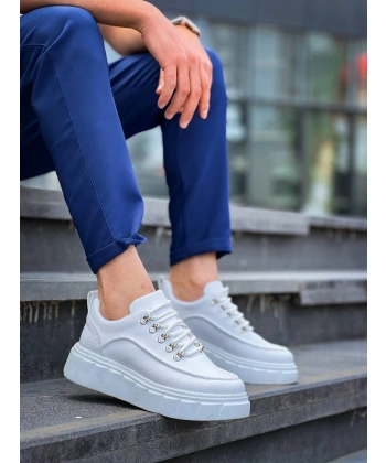 KB-X10 Kuback Beyaz Cilt  Beyaz Yüksek Taban Günlük Spor Ayakkabı