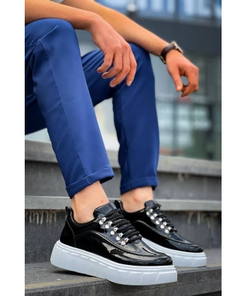 KB-X10 Kuback Siyah Rugan Beyaz Yüksek Taban Günlük Spor Ayakkabı